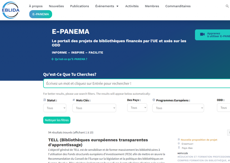 E-PANEMA : portail des projets de bibliothèques financés par l’UE et axés sur les ODD